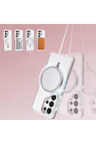 Maks Technology Galaxy Uyumlu S26 Ultra Kılıf M-safe Şarj Özellikli Mkst Tera Silikon Kapak - Mürdüm