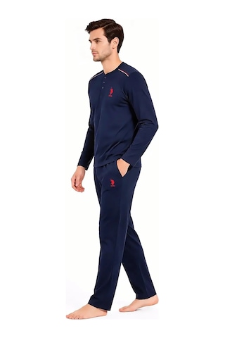 U.S. Polo Assn. %100 Pamuk Uzun Kollu Pijama Takımı Lacivert