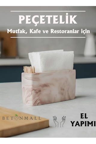 El Yapımı Beton Gri Alçı Peçetelik Minimal Masa Ve Mutfak Dekoru Kafe & Bar İçin Kahverengi