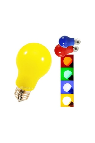 1'er Adet Toplamda 4 Tane Sarı, Kırmızı, Mavi, Yeşil Renk 10 Watt E27 Duy Led Ampul, 4'lü Renkli Ampul