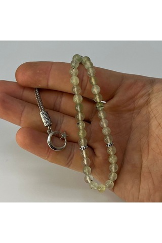 Sertifikalı Prehnit 6mm 33lük Doğal Taş Tesbih