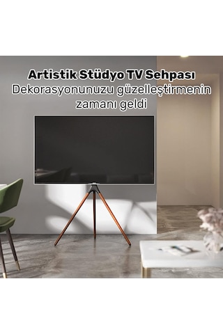 Npo Std1246f 45"-65" Vesa Uyumlu Ahşap Ayaklı 360 Dönebilen Dekoratif Taşınabilir Tv Standı