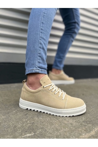 Jy152 Cool Bağcıklı Süet Erkek Günlük Spor Klasik Ayakkabı Sbt - Krem Krem