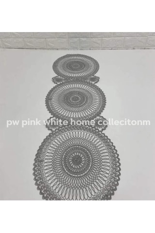 Kordon işlemeli Runner 38 x 115 CM Gri