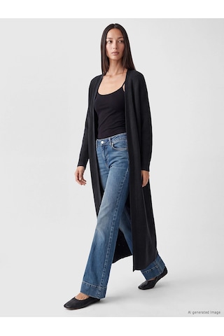 LC Waikiki Lcw Everyday Lacivert Şal Yaka Fitilli Kadın Triko Hırka Navy