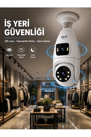 Mey İthalat Wi-fi Çift Lens Ampul Kamera Akıllı Ev Güvenliği
