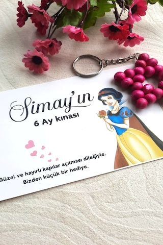 10 Adet Pamuk Prenses Kartlı Yıldız Anahtarlık - Bebek Hediyesi