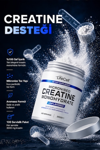 Creatıne Monohydrate 300 G 200 Mesh Mikronize Aromasız Kreatin 3000 Mg