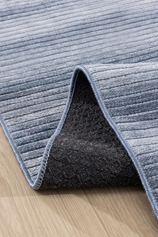 Stripe Mavi Kilim Kaymaz Taban Salon Oturma Odası Antre Halısı 33013a, 120 X 180 Çok Renkli