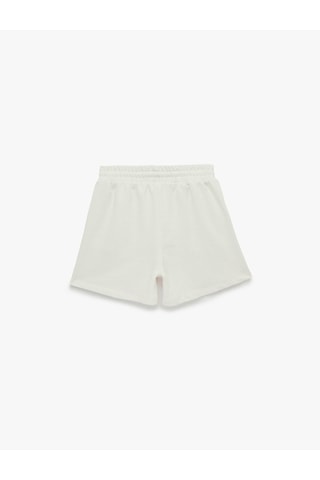 Koton Slim Fit Beli Bağcıklı Cepli Simli Mini Şort Ekru 6sal40139ık
