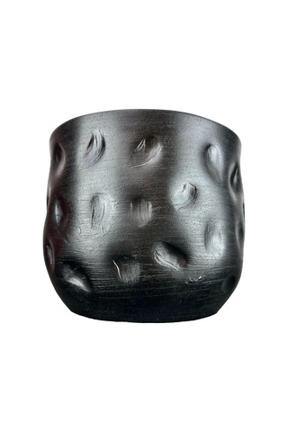 Bitki Tasarımı Ev Dekorasyon Aksesuar Siyah Desenli Toprak Saksı Saksılık Salon Çiçeklik - 19 CM