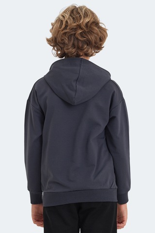 Slazenger Letto Unisex Çocuk Kapüşonlu Cepli Koyu Gri Sweatshırt Koyu Gri