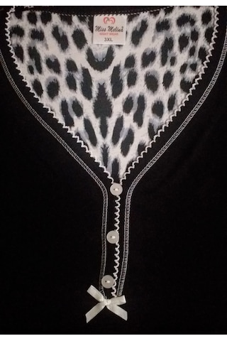 Miss Melina Bambu Kısa Kol Kadın Pijama Takımı Leopar Siyah