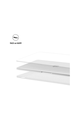 Macbook Air 13.6" M3 A3113 Uyumlu Kılıf Kristal Ön Arka Şeffaf Kapak Kılıf Koruma 001