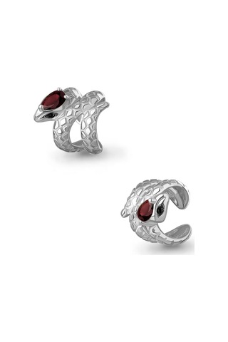 Aquamarıne Gümüş Delinmesiz Kolda Yatan Demetnar İle Doğal Garnet Taşlı Yılan Kalıp 274847165 Diğer