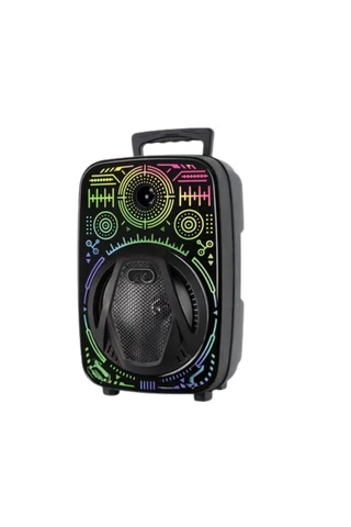 Mey İthalat 8 İnç Taşınabilir Karaoke Hoparlör Mikrofonlu Rgb Işıklı Bluetooth Speaker
