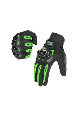 Kosona Yeşil M Büyüklüğü Motor Bisiklet Koruyucu Eldiveni - Sert Kasa İle Dürtü Ve Çarpıma Dayanıklı