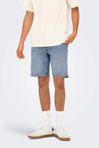 Only & Sons Erkek Onsweft Regular Fit Jean Şort 22032927 Mavi Mavi