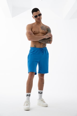 Erkek Mavi Yüksek Kalite Relax-fit Rahat Kesim %100 Pamuk Bağcıklı Siyah Düz Basic Şort Mavi