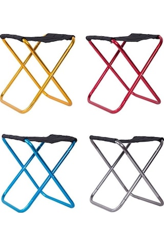 Novahub Açık Mekan Kamp Sandalyesi 7075 Alüminyum Balıkçı Barbekü Dışkısı, 24.5x22.5x27cm, Gümüş Gri Mavi Desen Mavi