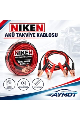 Niken 1200 Amper 2,3 Metre 50 Mm Çantalı Akü Takviye Kablosu