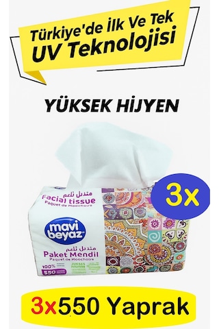 Mavi Beyaz Pratik Paket Çek Kullan Mendil - Peçete 3x550 Yaprak