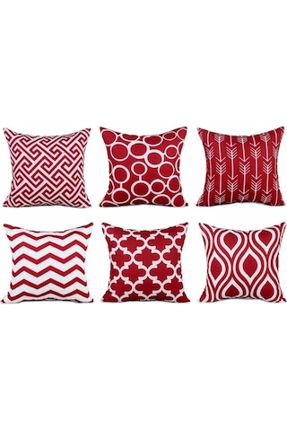 Hangfox 6 Adet 45x45 Cm Kanvas Koltuk Yastık Kılıfı, Yumuşak Pamuk Keten, Gizli Fermuar, Modern Dekoratif Desen, Ev & Ofis Kullanıma Uygun Diğer