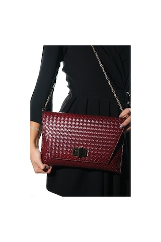 Maorı Bordo Örgü Kadın Clutch Çanta
