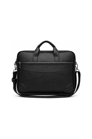 Sanmorris Adm Unisex Çok Gözlü Suni Deri Omuz Askılı Laptop, Evrak Çantası Siyah Mat