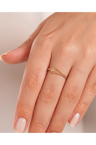 Debora Jewelry 14 Ayar Altın Taşlı Halat Model Yüzük