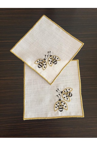Nakışlı Kahve Yanı Sunum Peçetesi, Uğur Böceği Desenli 2' Adet