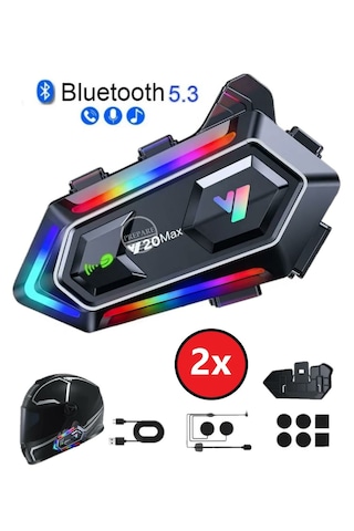 Y20 Max Motosiklet Bluetooth 5.3 Kask Intercom 2 Kişi 300 Metre E