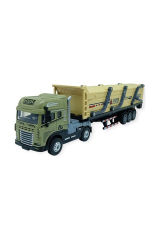 Metal Tır 1:24 - Sesli Işıklı Kum Taşıyıcı Tır 39 Cm - Haki Lisinya