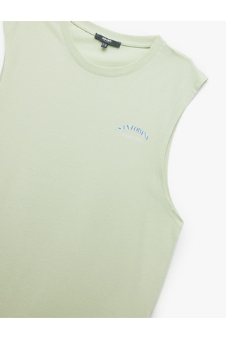 Koton Bisiklet Yaka Pamuklu Kolsuz Arkası Baskılı Atlet Yeşil 5sam30016mk Yeşil