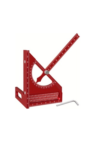 Symbee Alüminyum Ahşapçı Açı Çizici - 0-180 Derece Hızlı İşaretleme, 3d Ayarlanabilir, Metrik Ölçü, Kırmızı