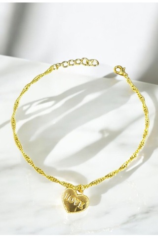 Kadın Altın Kaplama Gold Bileklik Love Yazılı Minimal Kadın Bileklik Gold