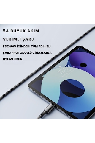 Essager Premıum E-marker Çipli Akım Korumalı 1mt Pd3.1 240w Type-c To Type-c Şarj Kablosu Data Kablo Desen - Ben10