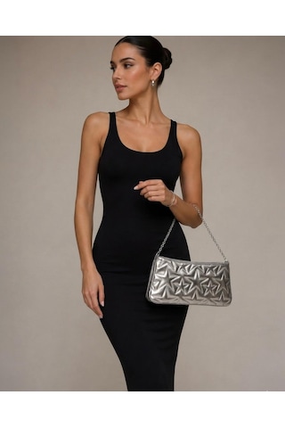 Yş Collection Yıldızlı Zincir Detaylı Kol Çanta Gümüş
