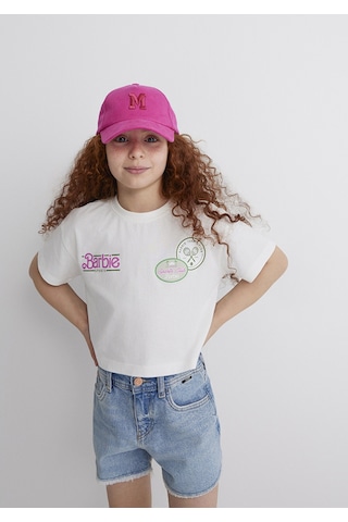 Mavi Baskılı Kırık Beyaz Kız Çocuk T-shirt M7610313-70057 Kırık Beyaz