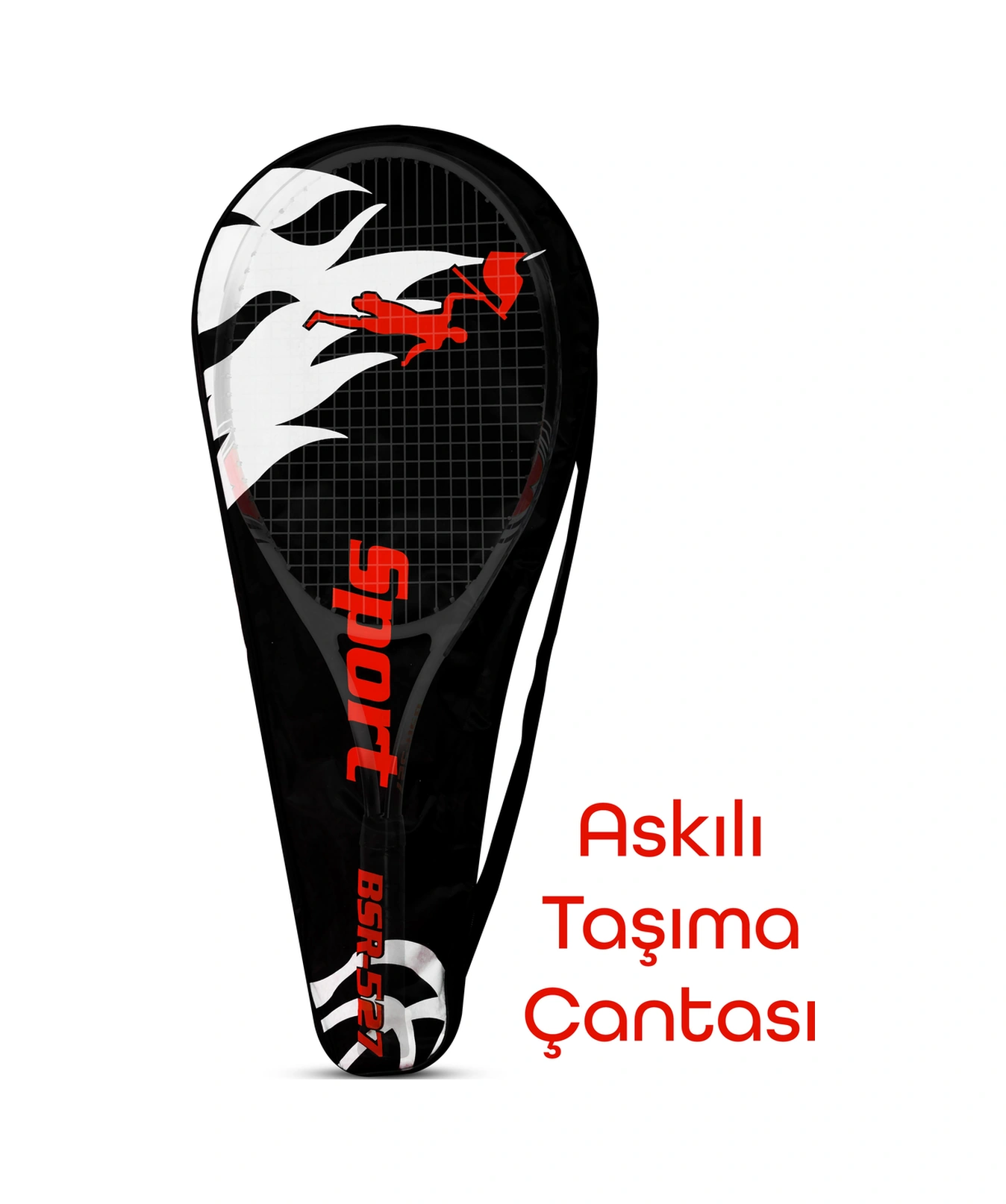 Deluxe 27 İnç Tenis Raketi Çantalı Yetişkin Tennis Racket L2 Grip 68 Cm Kırmızı 527
