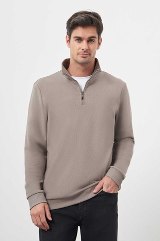 Morven Erkek Gri Fermuarlı Bato Yaka Sweat-shirt 25ks063001100 Gri Gri