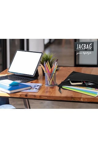 Jacbag Siyah Kadın/erkek A4 Zip Folder İki Bölmeli Dosya Ve Evrak Çantası