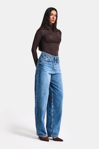 it's basic Kadın Mavi Cindy 4s6-4 Skater Fit Bol Kesim %100 Koton Denim Jean