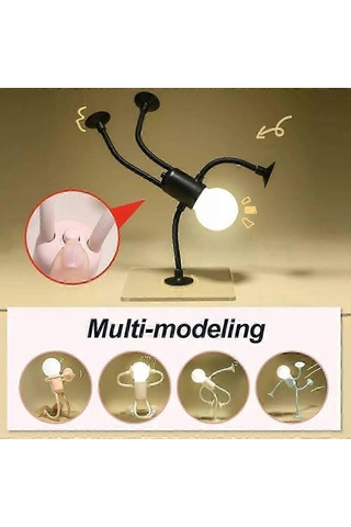 Kalıplanabilir Komik Sporcu Gece Lambası Düğme Pil Masa Lambası Çok Yönlü Mini Lamba Yaratıcı Süs Vakum Adsorpsiyon Çok Renkli