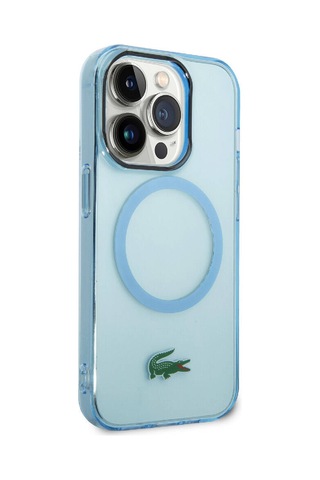 Apple Uyumlu iPhone 15 Pro Kılıf Lacoste Lisanslı Magsafe Özellikli Transparan Timsah Logo
