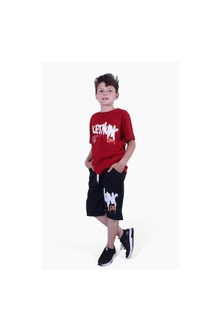 Fyk Kids Dg-nuk Yazı Baskılı Erkek Çocuk Yazlık Takım Kırmızı
