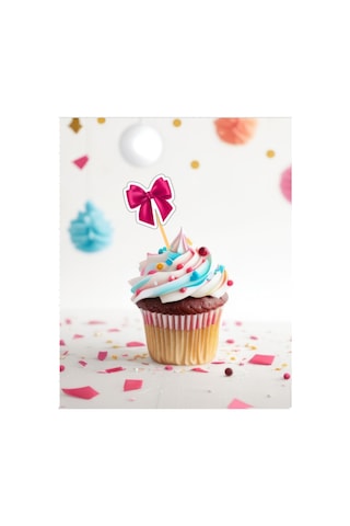20 Adet Pembe Fiyonk Pasta Kürdanı 5cm Cupcake Pasta Süsü Kurabiye Nişan Söz Kokteyl Bride To Be
