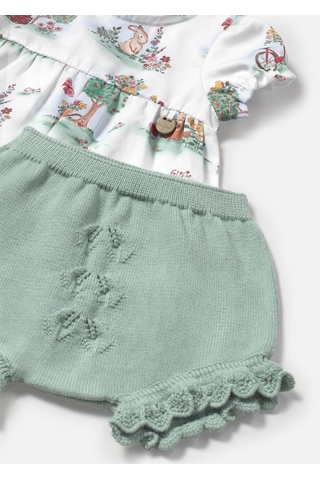 Kız Bebek Tişört Şort Takım Mint 1257 Mint