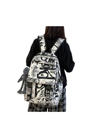 Treasure Büyük Kapasiteli Grafiti Desenli Okul Sırt Çok Renkli