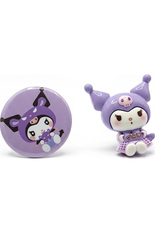 Kuromi Ve My Melody Şeffaf Bölmeli Kalemlik Lila